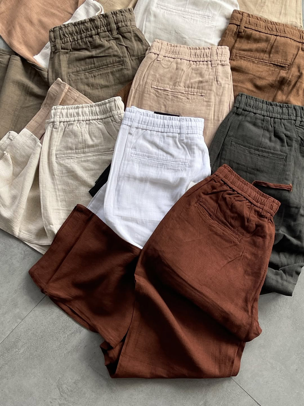 Premium Linen Blend Relaxed Fit Trousers – Elastic Waist Comfort Pants