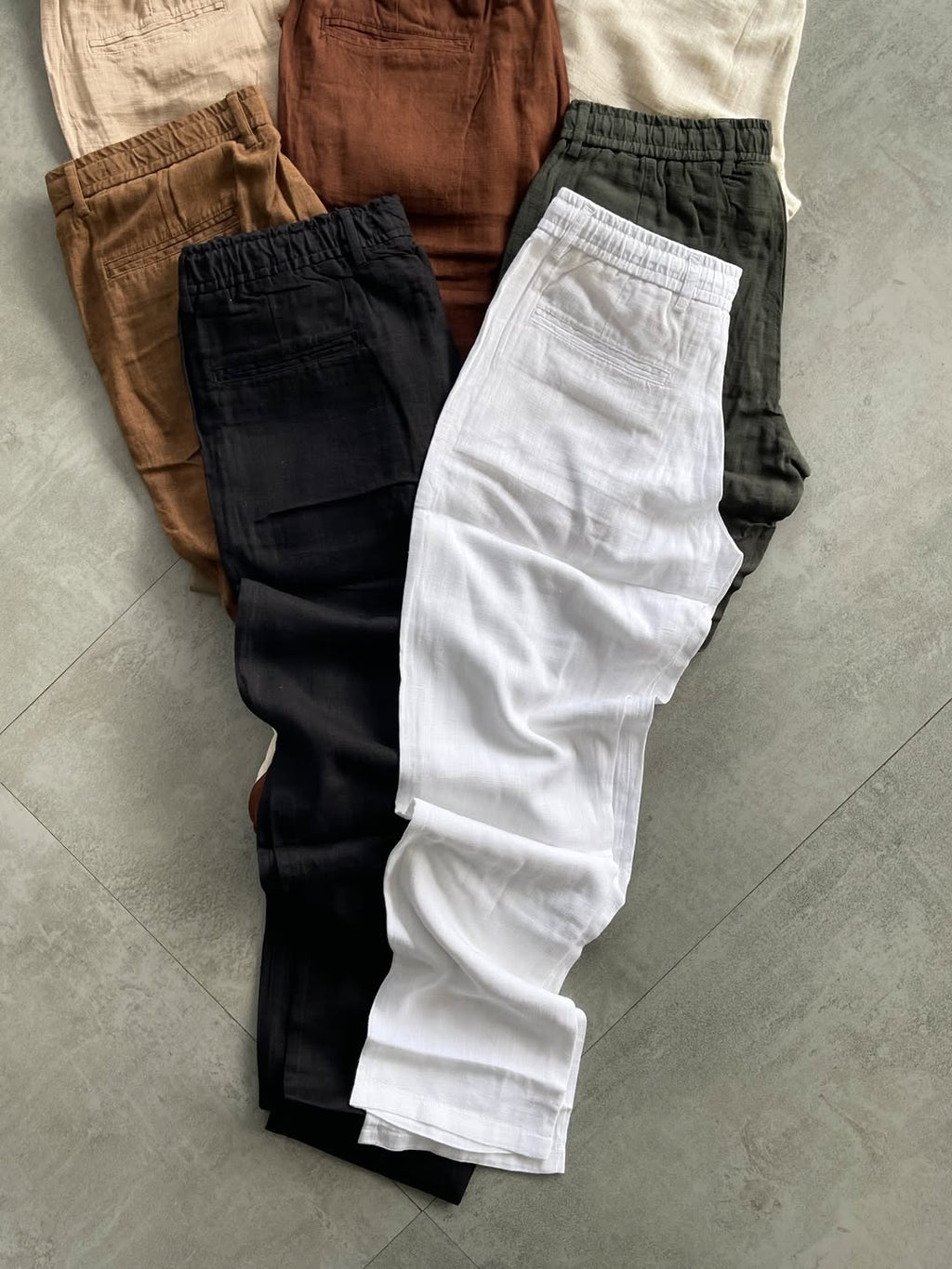 Premium Linen Blend Relaxed Fit Trousers – Elastic Waist Comfort Pants