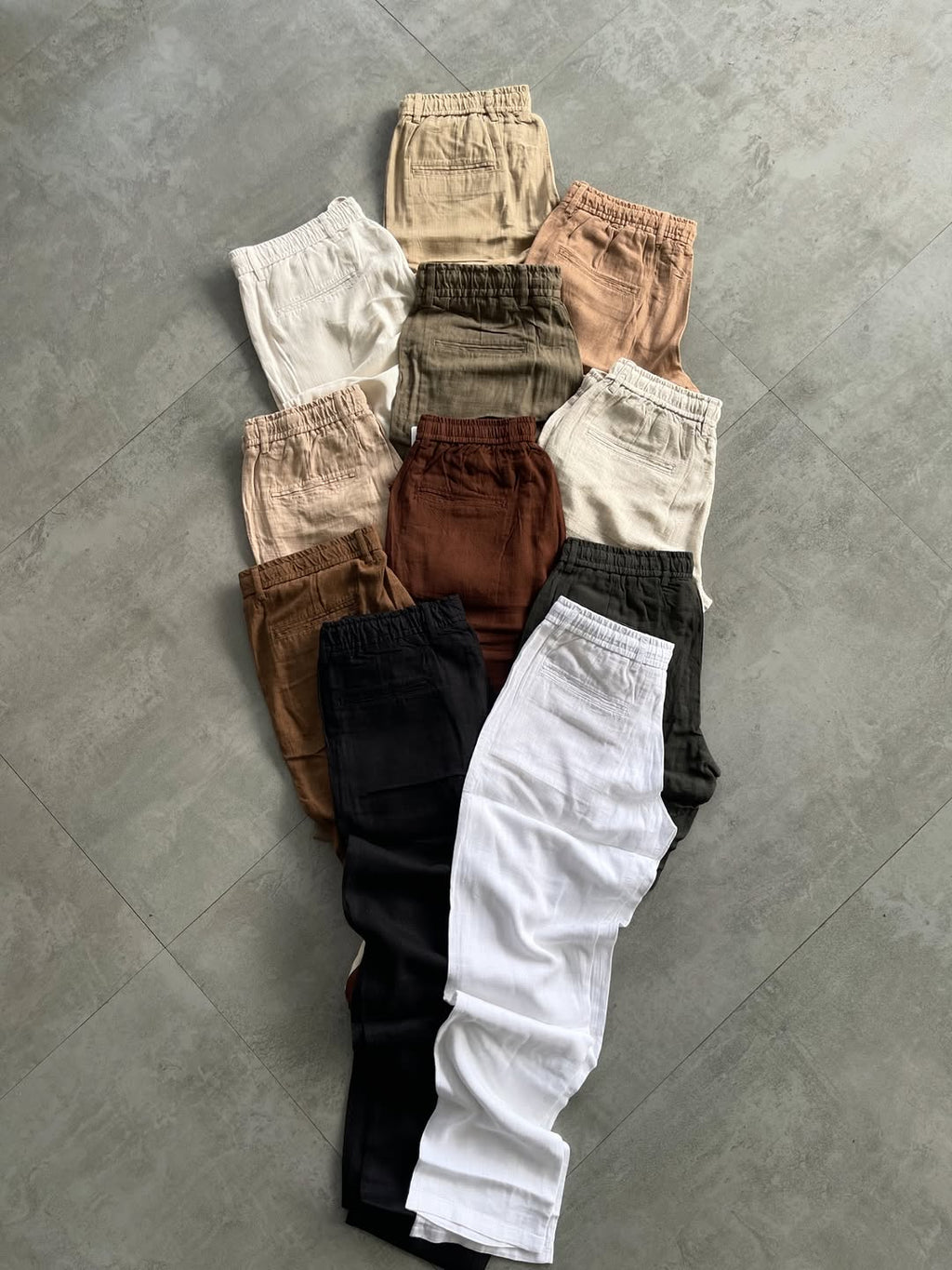 Premium Linen Blend Relaxed Fit Trousers – Elastic Waist Comfort Pants