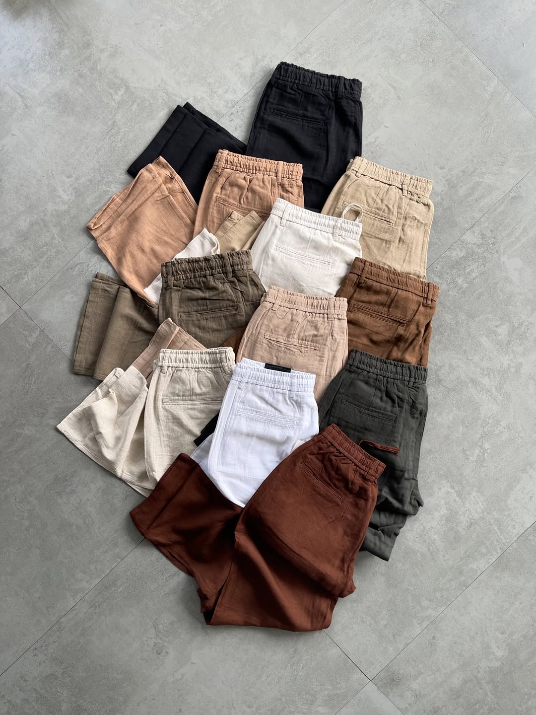 Premium Linen Blend Relaxed Fit Trousers – Elastic Waist Comfort Pants