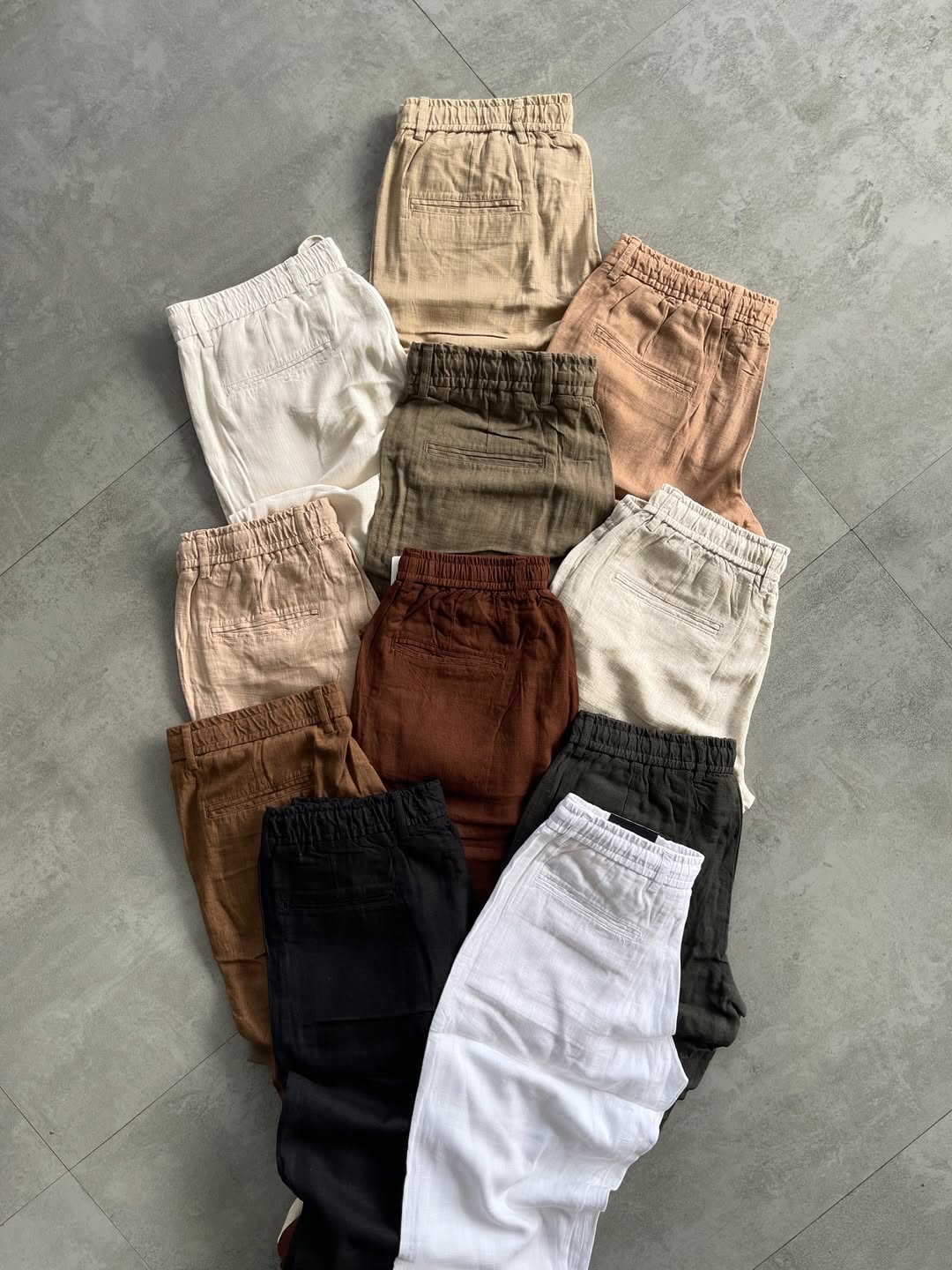 Premium Linen Blend Relaxed Fit Trousers – Elastic Waist Comfort Pants