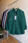 Premium Linen Cotton Shirt – Classic Forest Green