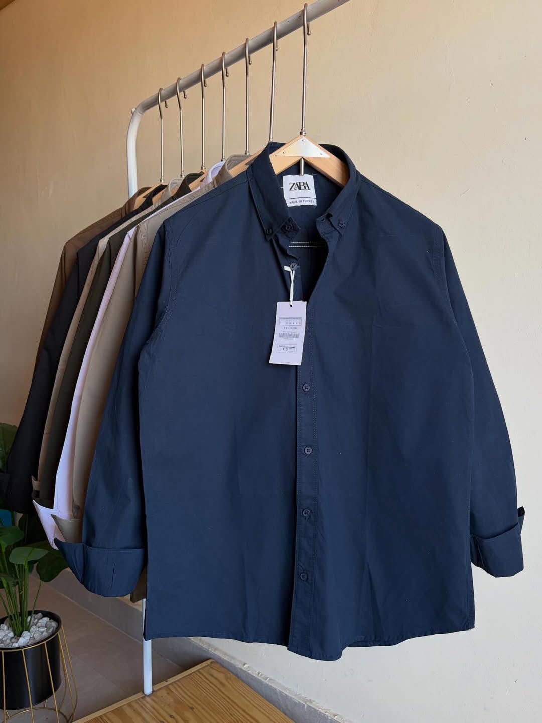 Premium Linen Cotton Shirt – Classic Navy Blue