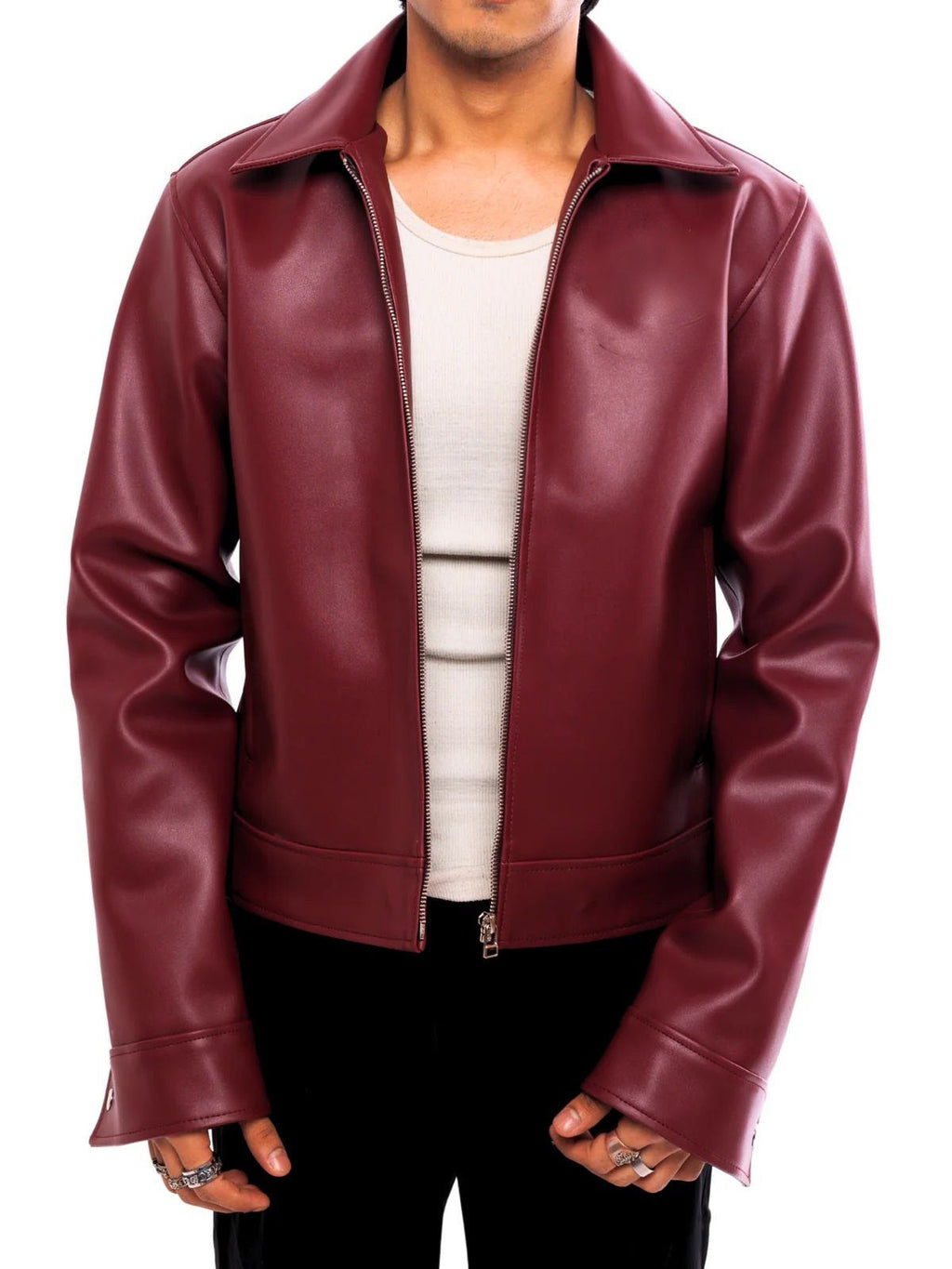 Cherry Red Leather Jacket