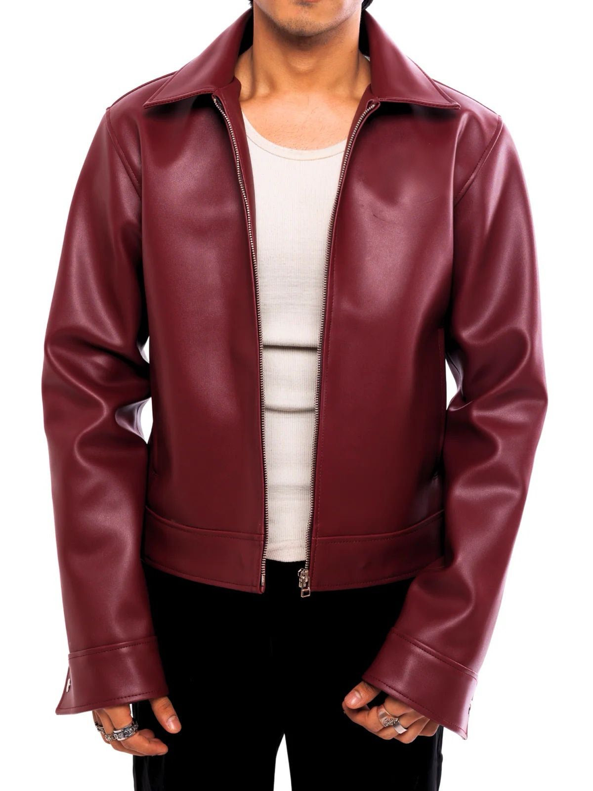 Cherry Red Leather Jacket